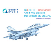 QDS-48418 Quinta Studio 1/48 3D Декаль интерьера кабины F-16D block 30 (Kinetic 2022г. разработки) (Малая версия)