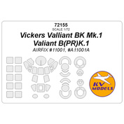 72155 KV Models 1/72 Маска окрасочная для Vickers Valiant BK Mk.1 / Valiant B(PR)K.1 + маски на диски и колеса