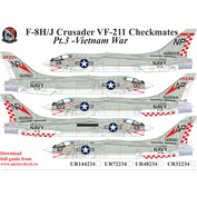 UR32234 UpRise 1/32 Декали для F-8H/J Crusader VF-211 Checkmates Pt.3 FFA (удаляемая лаковая подложка)
