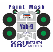 M72 074 KAV Models 1/72 Paint mask for glazing Yak-9 (Zvezda)
