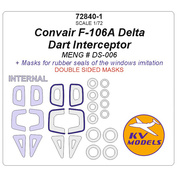 72840-1 KV Models 1/72 Convair F-106A Delta Dart Interceptor (MENG # DS-006) - (Двусторонние маски) + маски на диски и колеса