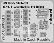 49065 Eduard 1/48 Фототравление для MiGG-21 KM-1 seatbelts FABRIC