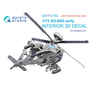 QD+72152 Quinta Studio 1/72 3D Декаль интерьера кабины AH-64D ранний (Academy) (с 3D-печатными деталями)