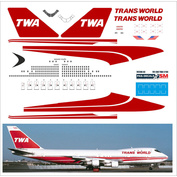 747200-02 PasDecals 1/144 Декаль на B 747-200 TWA