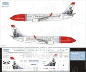 738-051 Ascensio 1/144 Декаль на самолет боенг 737-800 (Norwegian (Jorn Utzon))