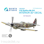 QD32020 Quinta Studio 1/32 3D Декаль интерьера кабины Spitfire Mk.XVI (для модели Tamiya)