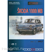 ATT002 Attimon 1/24 Бумажная модель Skoda 1000 MB