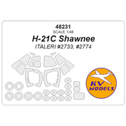 48231 KV Models 1/48 H-21C Shawnee (ITALERI #2733, #2774) + маски на диски и колеса