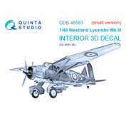 QDS-48583 Quinta Studio 1/48 3D Декаль интерьера кабины Westland Lysander Mk.III (Airfix) (малая версия)