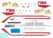 74710001 PasDecals 1/144 Decal on Boeng 747-100 TWA New