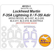 48123-1 KV Models 1/48 Окрасочная маска для Lockheed Martin F-35A Lightning II / F-35I Adir (Meng Model #LS-007, #LS-008, #LS-011, #LS-018, #LS007RGA) - (двусторонние маски) + маски на диски и колеса