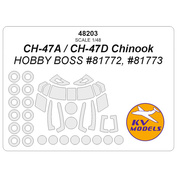 48203 KV Models 1/48 CH-47A / CH-47D Chinook (Hobby Boss #81772, #81773) + маски на диски и колеса