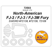 72583 KV Models 1/72 North-American FJ-2 / FJ-3 / FJ-3M Fury (SWORD #72138, #72139, 72109) + маски на диски и колеса