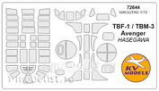 72644 KV Models 1/72 Набор окрасочных масок TBF-1 / TBM AVENGER