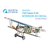 QD32239 Quinta Studio 1/32 3D Декаль интерьера кабины Fokker D.VII (Wingnut Wings)