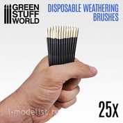 2420 Green Stuff World Disposable Synthetic Weathering Brushes 25pcs / 25x Disposable Weathering Brushes
