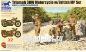 CB35035 Bronco 1/35 Triumph 3HW Motorcycle with Mp Figure Set