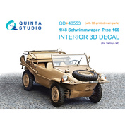QD+48553 Quinta Studio 1/48 3D Декаль интерьера кабины Schwimmwagen type 166 (Tamiya) (с 3D-печатными деталями)