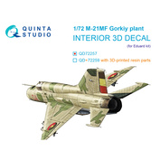 QD72257 Quinta Studio 1/72 3D Декаль интерьера кабины MiGG-21МФ (Горьковского завода) (Eduard)