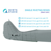 QRV-021 Quinta Studio 1/32 Одиночные клепочные ряды (размер клепки 0.20 mm, интервал 0.8 mm), черные, общая длина 5,8 m