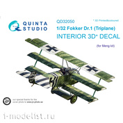 QD32050 Quinta Studio 1/32 3D Декаль интерьера кабины Fokker Dr.1 (для модели Meng)