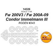 14328 KV Models 1/144 Окрасочная маска для Fw 200V3/A-09 Condor Immelmann III + маски на диски и колеса