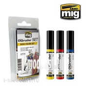 AMIG7504 Ammo Mig OILBRUSHER BASIC COLORS SET (a Set of oil paints with a thin brush applicator)