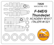 72620 KV Models 1/72 F-84E/G Thunderjet + masks on wheels
