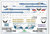 pas032 PasDecals 1/144 Декали Tupolev-154М Оренбург/ Внуковские 85736/768