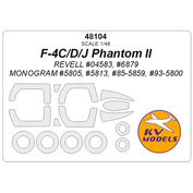 48104 KV Models 1/48 F-4C/D/J Phantom II (REVELL #04583, #6879 / Monogram #5805, #5813, #85-5859, #93-5800) + маски на диски и колеса