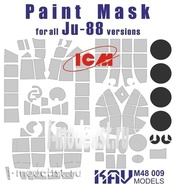 M48 009 KAV models 1/48 Painting mask for glazing Ju-88 (ICM)