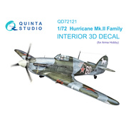 QD72121 Quinta Studio 1/72 3D Декаль интерьера кабины для семейства Hurricane Mk.II (Arma Hobby)
