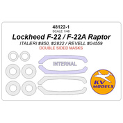 48122-1 KV Models 1/48 Lockheed F-22 / F-22A Raptor (ITALERI #850, #2822 / REVELL #04559) - (Double-sided masks) + masks for rims and wheels