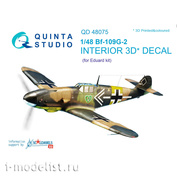 QD48075 Quinta Studio 1/48 3D Декаль интерьера кабины Bf-109G-2 (для модели Eduard)