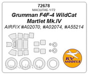 72678 KV Models 1/72 Набор окрасочных масок для Grumman F4F-4 WildCat / Martlet Mk.IV + маски на диски и колеса