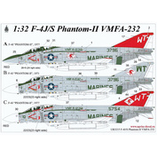 UR3215 UpRise 1/32 Декаль для F-4J Phantom-II VMFA-232, без тех. надписей FFA (удаляемая лаковая подложка)