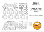 72141-1 KV Models 1/72 Fairchild C-123B / HC-123B / AC-123K Provider (двусторонние маски) + маски на диски и колеса