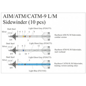 UR4837 UpRise 1/48 Декали для AIM/ATM/CATM-9 L/M Sidewinder (10 pcs)