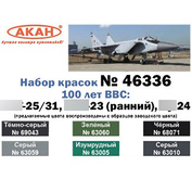 46336 akan Set of thematic of paints 100 years air force: su-24, MiG-25, MiG-31 and MiG-23 (early option painting) (In set banks on 10 ml.)