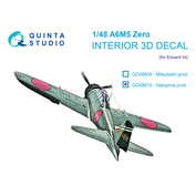 QD48610 Quinta Studio 1/48 3D Декаль интерьера кабины A6M5 Zero (производства Nakajima) (Eduard)