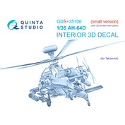 QDS+35106 Quinta Studio 1/35 3D Декаль интерьера кабины AH-64D (Takom) (Малая версия) (с 3D-печатными деталями)