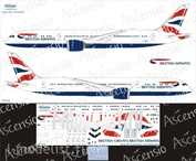 789-006 Ascensio 1/144 Scales the Decal on the plane Boeng 787-9 (British Airways)