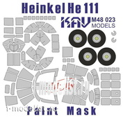 M48 023 KAV models 1/48 Painting mask for glazing He-111 (ICM)
