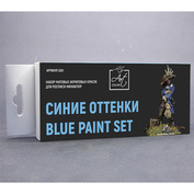 арт.3321 Pacific88 Набор акриловых красок для росписи миниатюр Синие fromтенки (Blue paint set) (6 шт.)