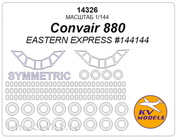 14326 KV Models Набор окрасочных масок для Convair 880 (Восточный экспресс #144144) + маски на диски и колёса