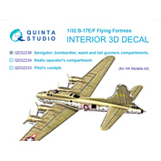 QD32236 Quinta Studio 1/32 3D Декаль интерьера кабины B-17E/F Отсеки штурмана, бомбардира и стрелков (HK models)