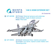 QT+48186 Quinta Studio 1/48 Внешние датчики и антенны для Суххой-30СМ, с мет. ПВД и травлеными датчиками углов атаки