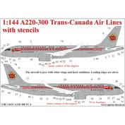URC14431 UpRise 1/144 Декаль для авиалайнера Airbus A220-300 Trans Canada Air Lines Retro