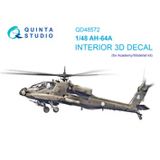 QD48572 Quinta Studio 1/48 3D Декаль интерьера кабины AH-64A (Academy/Modelist)