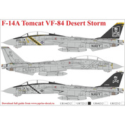 UR72212 Sunrise 1/72 Decals for F-14A Tomcat VF-84 Desert Storm, FFA (removable lacquer backing)